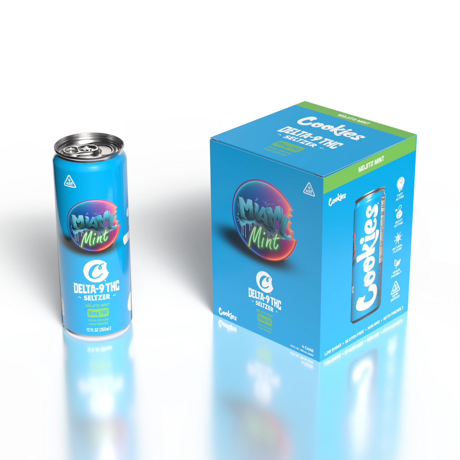 Cookies - Delta 9/THC Seltzer Can 10mg - Miami Mint